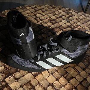 Adidas Black and Gray High-Top Wrestling Boots